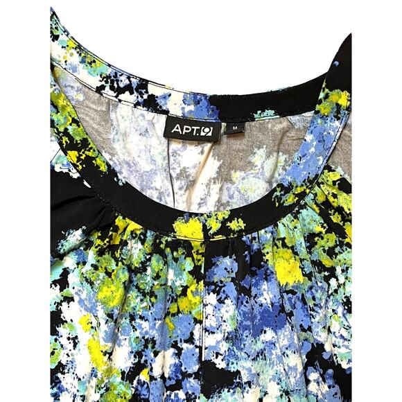 Womens Medium APT 9 Sleeveless DRESS Blue White Gold New Condition Floral Ruched - Picture 5 of 7